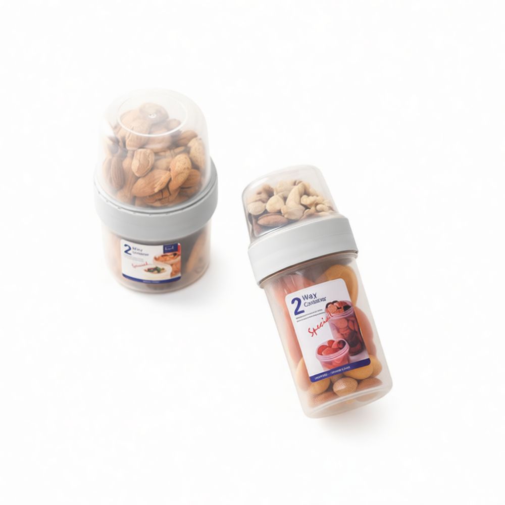 Baby Food Jars With Lids - กล่องเก็บอาหารแบบพกพา สองชั้น ปิดสนิท สำหรับสลัดผลไม้ โยเกิร์ต ขนม