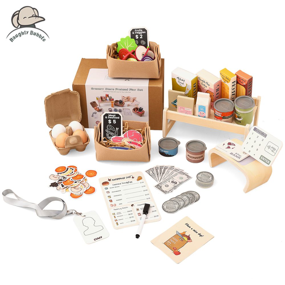Baby Food Vegetables - ของเล่นเสริมพัฒนาการเด็ก บ้านของเล่น ชุดของเล่นซื้อของ ของเล่นจำลองซูเปอร์มาร์เก็ตแบบอินเทอร์แอคทีฟสำหรับเด็ก ของเล่นไม้รูปผักและอาหารสำหรับเด็ก